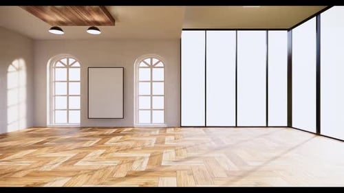 Modern Empty Room Interior with Dynamic Lighting Changes