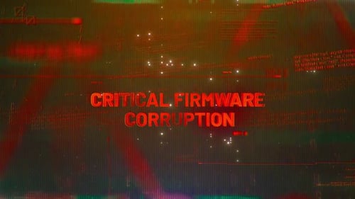 Critical Firmware Corruption Digital Glitch Text Reveal