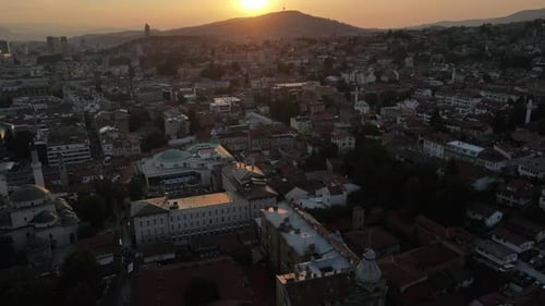 Top view of old city center of Sarajevo