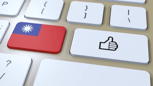Taiwan Flag and Like Button Press on Keyboard Animation