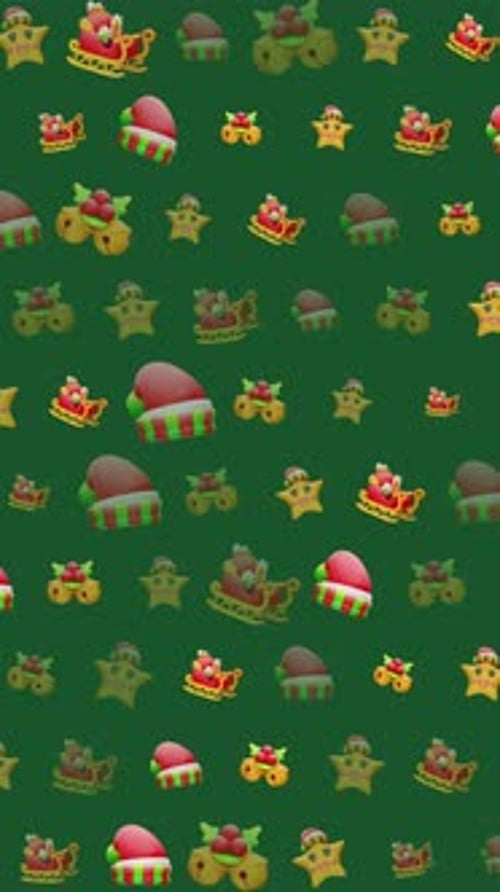 Animated Christmas Icons Pattern Vertical Background Loop