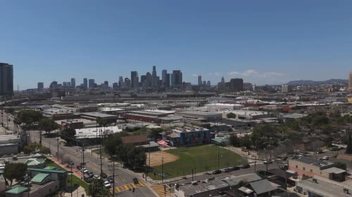 Los Angeles Skyline in Distance with Urban Landscape and Scenery