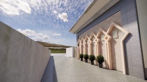Building exterior with decorative arches