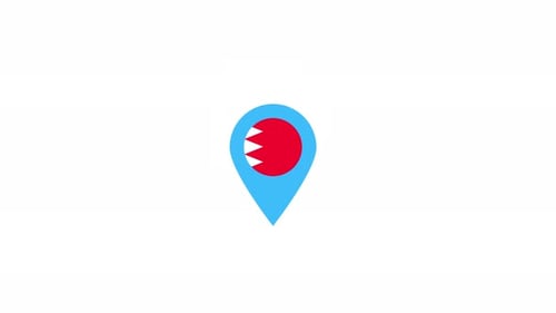 Animated Flat Design Bahrain Map Location Pin
