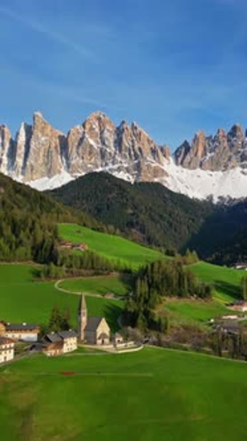 Spring Landscape in Italian Dolomites Alps