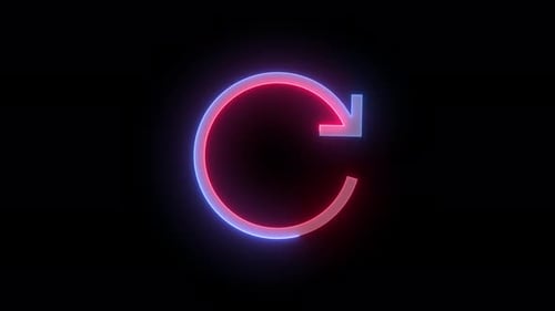 Neon Circle Arrow Loading Icon Blue Red Color Glowing Animation Black Background
