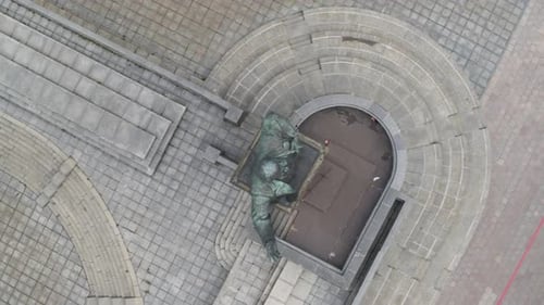 Huge monument and city street