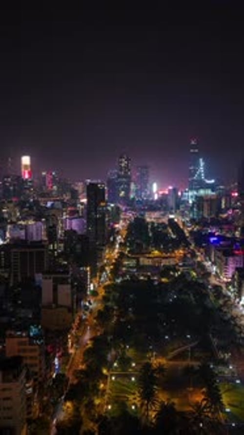 Ho Chi Minh City Night Timelapse with Traffic and Illuminated Skyline Vietnam