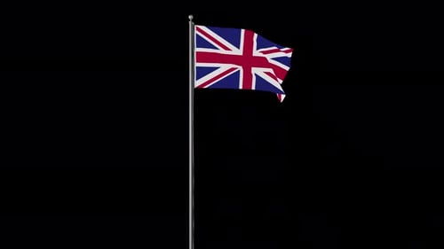 United Kingdom Union Jack Flag Waving on Flagpole
