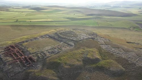 Aerial View Of The Ancient City On The Hill And Green Fields 2