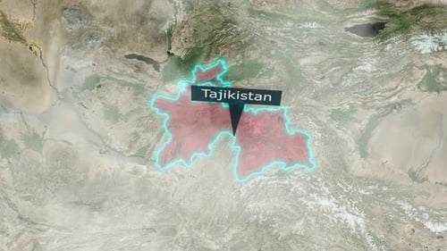 Tajikistan Country Map Locator Highlight Animation