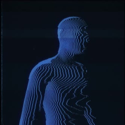 Abstract Blue Holographic Human Body Scan Animation