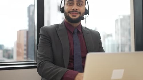 Operator are working at Call center office.