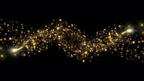 Golden Particles Moving Glitter Sparkling light. Dust particles Trail sparkles background 4K. Birthd