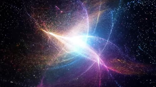 Colorful Cosmic Particle Burst Reveal