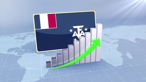 French Southern Flag on Bar Chart with Increasing Values Economic Growth Concept