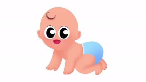 Animation eines krabbelnden süßen Babys.