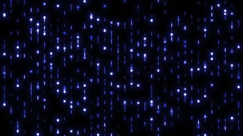 Futuristic Blue Pixel Stream Data Rain Background Loop