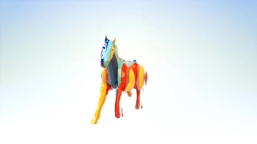 Colorful Abstract 3D Horse Assembling and Running Animation