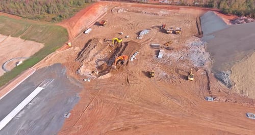 Construction Equipment at Site Aerial View