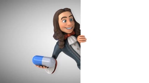3D Animated Character Holding Pill for Content Reveal