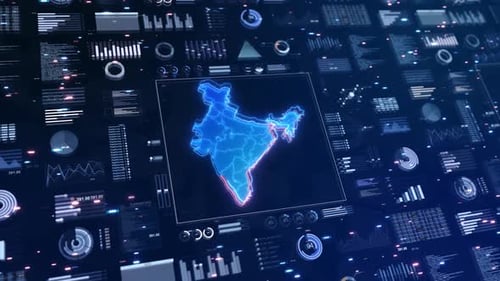 Cyber digital India country global tech and innovation financial charts, country's economic progress