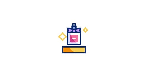 Animated Perfume Bottle Icon in Flat Design Style
