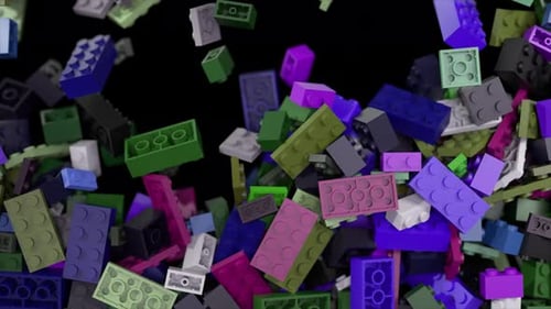 Colorful Toy Building Blocks Fall and Reveal Animation
