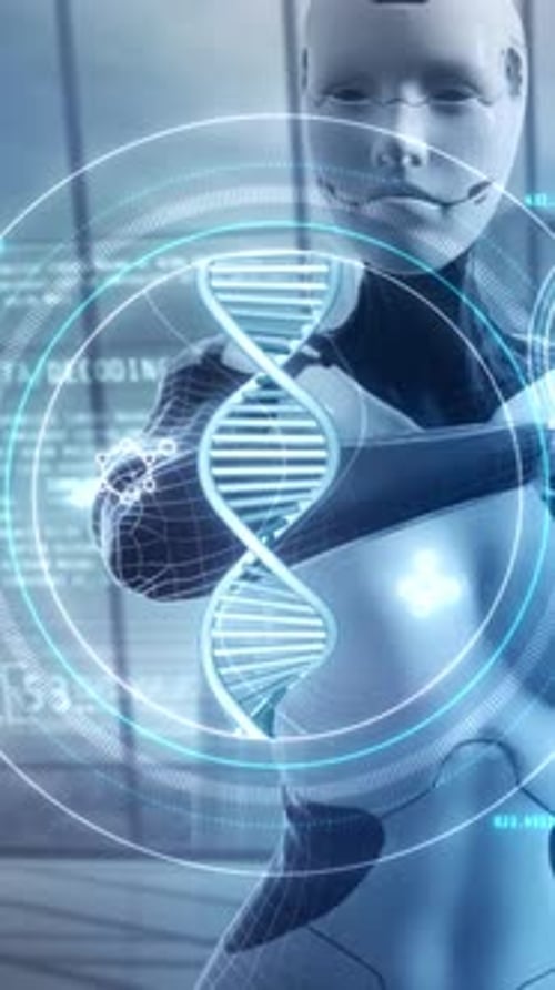 In Virtual Space AI Works with DNA Data 3D Render