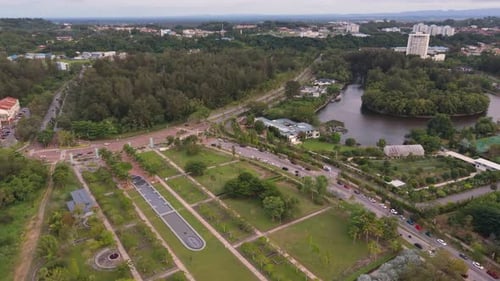 Images aériennes de la côte de Miri — Marina et parc Miri de Jeti Miri, Sarawak, Malaisie