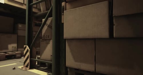 Boxes Stacked in a Warehouse During Daytime Showcasing Organized Storage