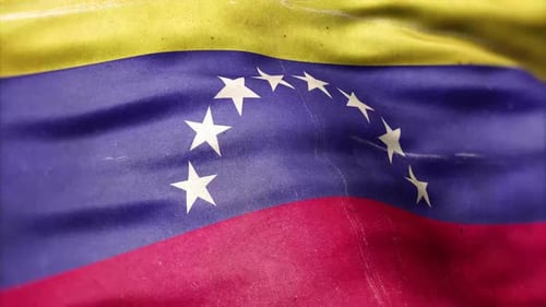 Waving Venezuela Flag Grunge Style Animation