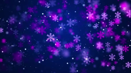 Falling Purple Pink Snowflakes Festive Winter Background