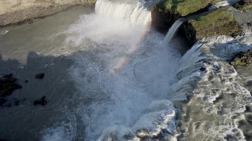 Vista aérea de la cascada Axlafoss, Skaftarhreppur, Islandia.