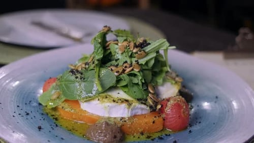 Close-up of a Spanish delicacy in a fine restaurant.