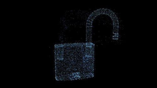 Holographic 3D Lock Opening Animation - Cyber Security Concept