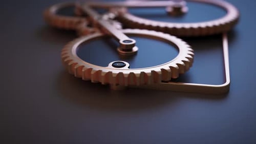 Close-Up of Interlocking Copper Gears