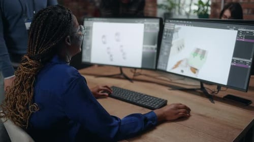 Engineer Designing 3D Model in Office