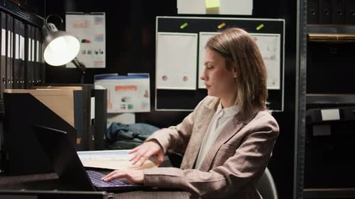 Female Police Officer Leaving the Office