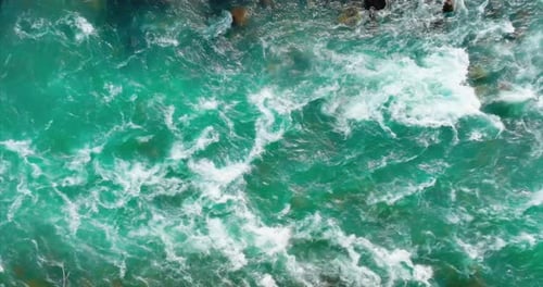 Top Down View of Fast Moving Mountain River Canada