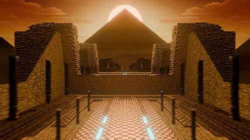 3D Tunnel In Antique Egyptian Style With Pyramids VJ Loop