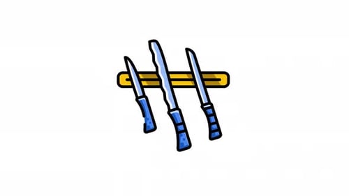 Wobbly Animated Hand-Drawn Kitchen Knives Icon