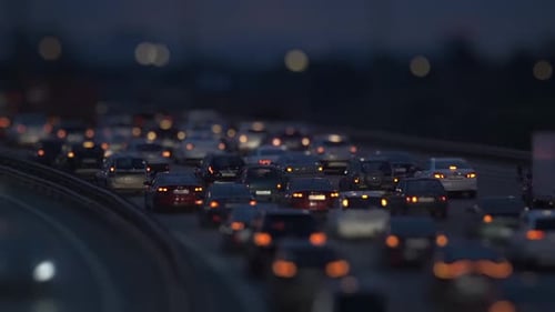 Night Traffic Jam on City Highway Transport Cars Urban Concept Selected Focus