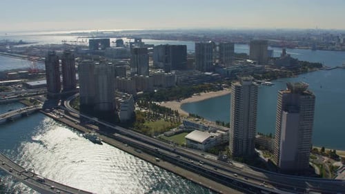 Aerial View of Odaiba Beach in Tokyo Japan