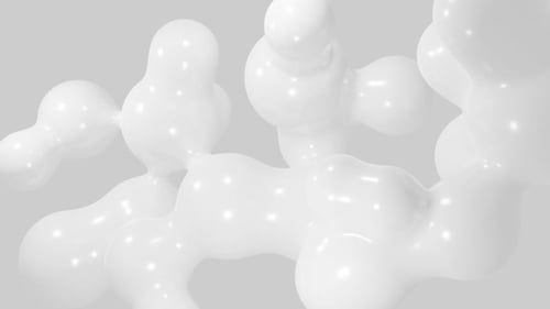 Abstrakte weiße, flüssige, wellenförmige Blasenformen, futuristische Hintergrundanimation. 3D-Trend mit glänzenden Retro-Wellen