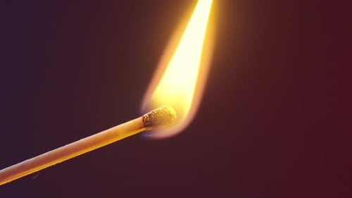 The Match Lights Up and Burns with a Yellow Flame