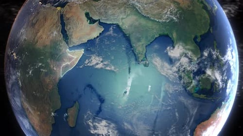 Realistic Earth Orbit and Zoom Glowing Borders Somalia