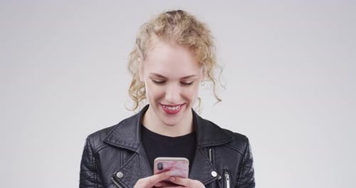 Woman Using Smartphone in Close Up Shot