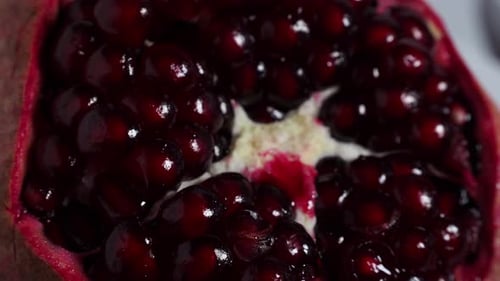 Bright red fresh pomegranate. Rotating red ripe pomegranate. High quality 4k footage