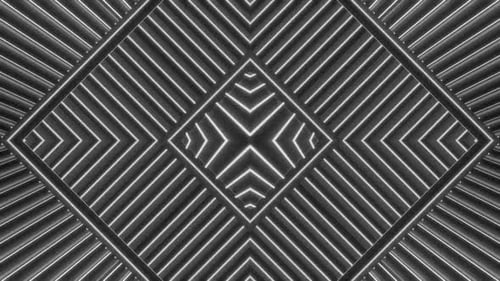 Motif géométrique abstrait dynamique avec lignes lumineuses vives et symétrie